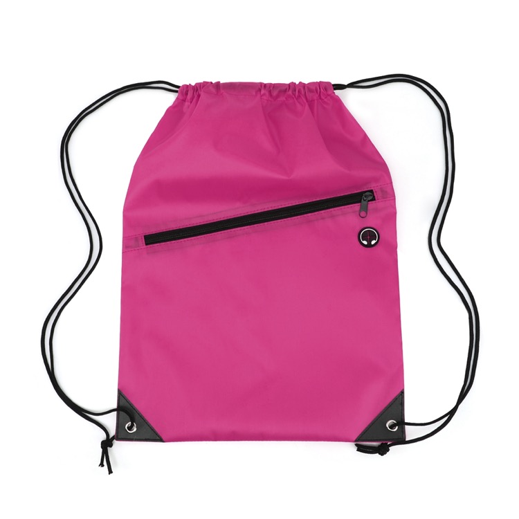 Drawstring Backpack with Front Zipper Pocket 35