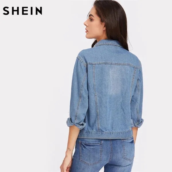 Blue Mesh Denim Lapel Jacket 5
