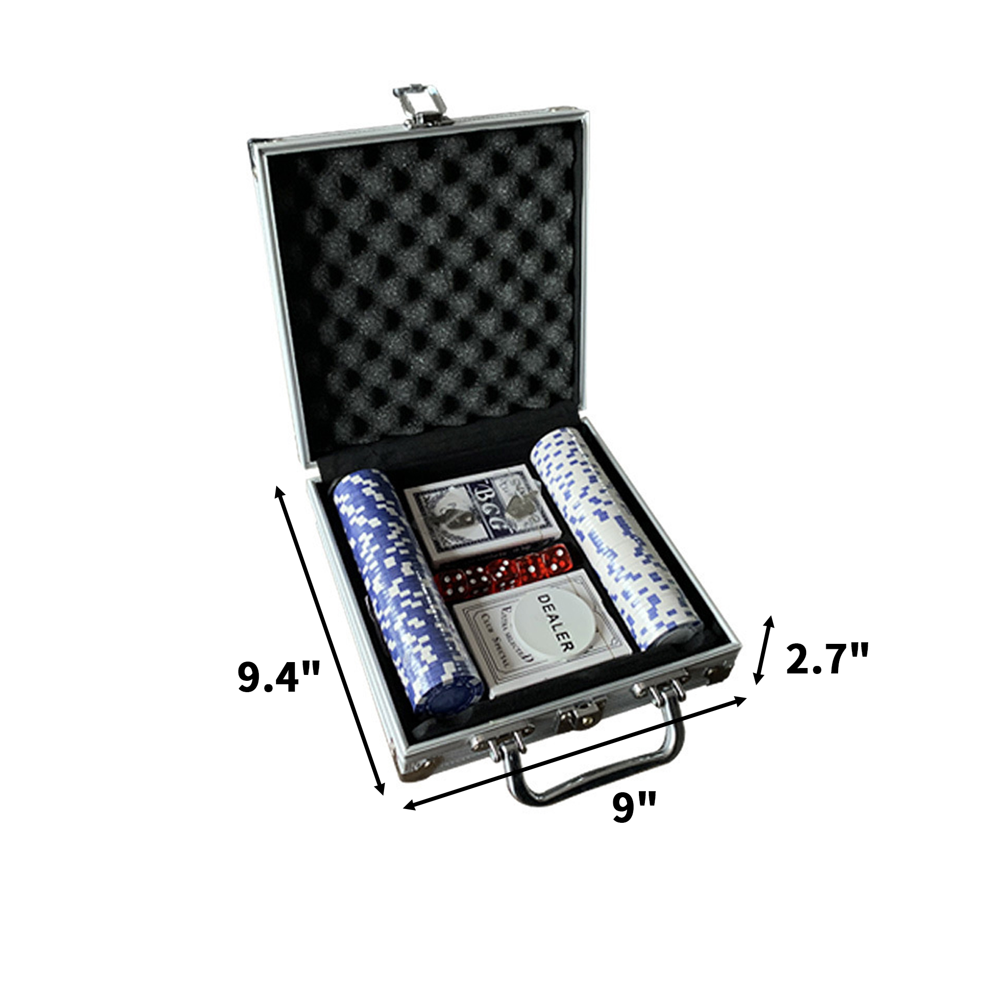 Poker Chip Set With Aluminum Case 9.4" x 9" x 2.7" 4