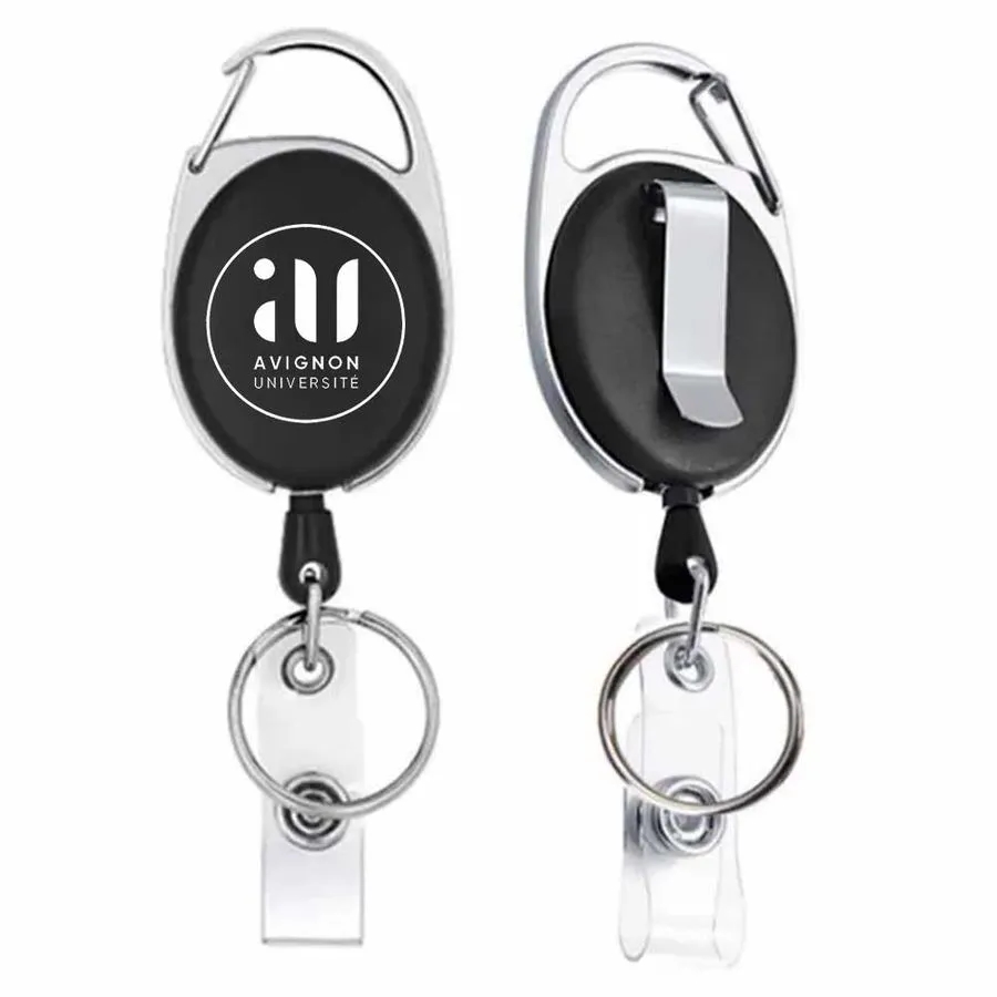 Solid Black and Steel Reel Keychain 3