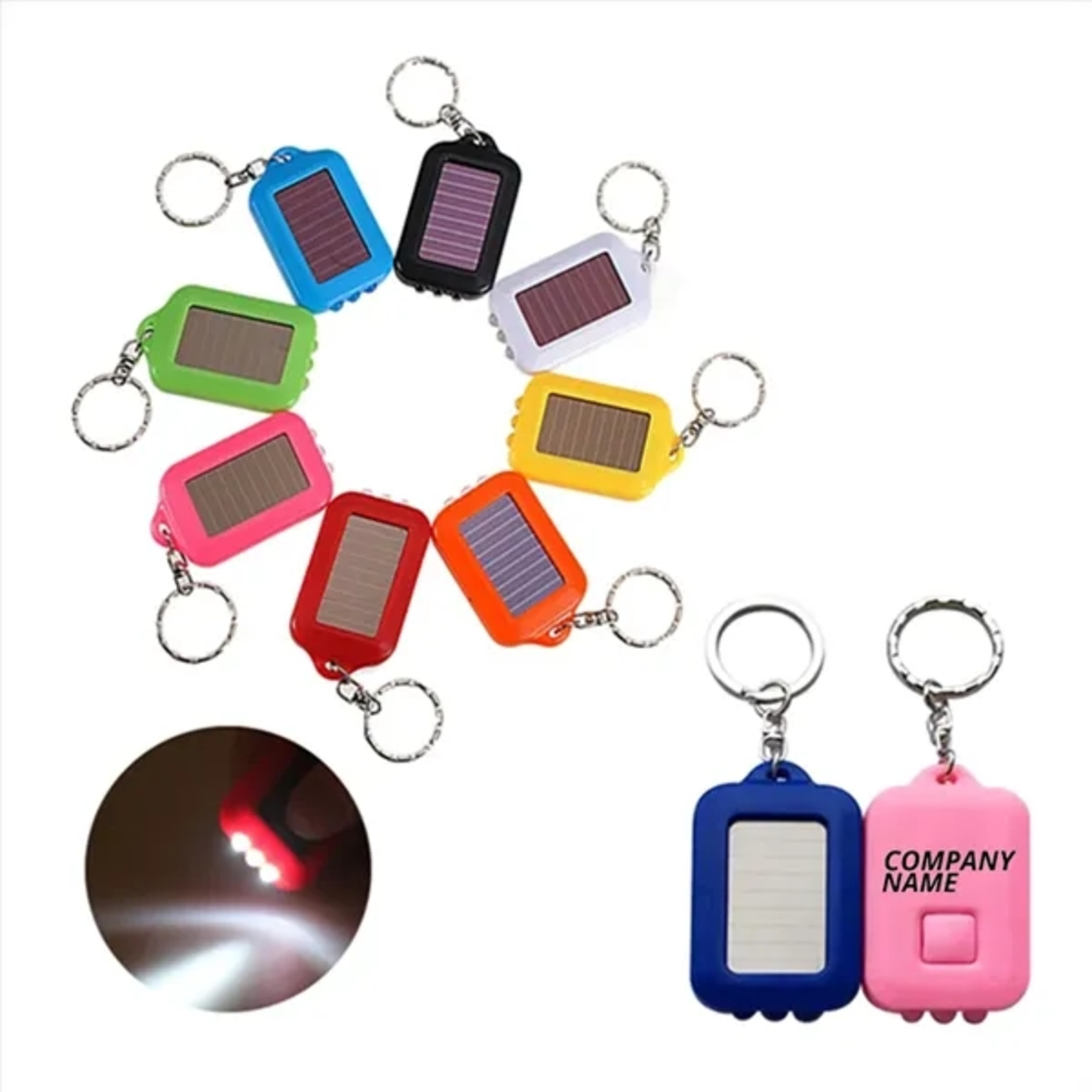 Solar-powered LED Flashlight Keychain
 1