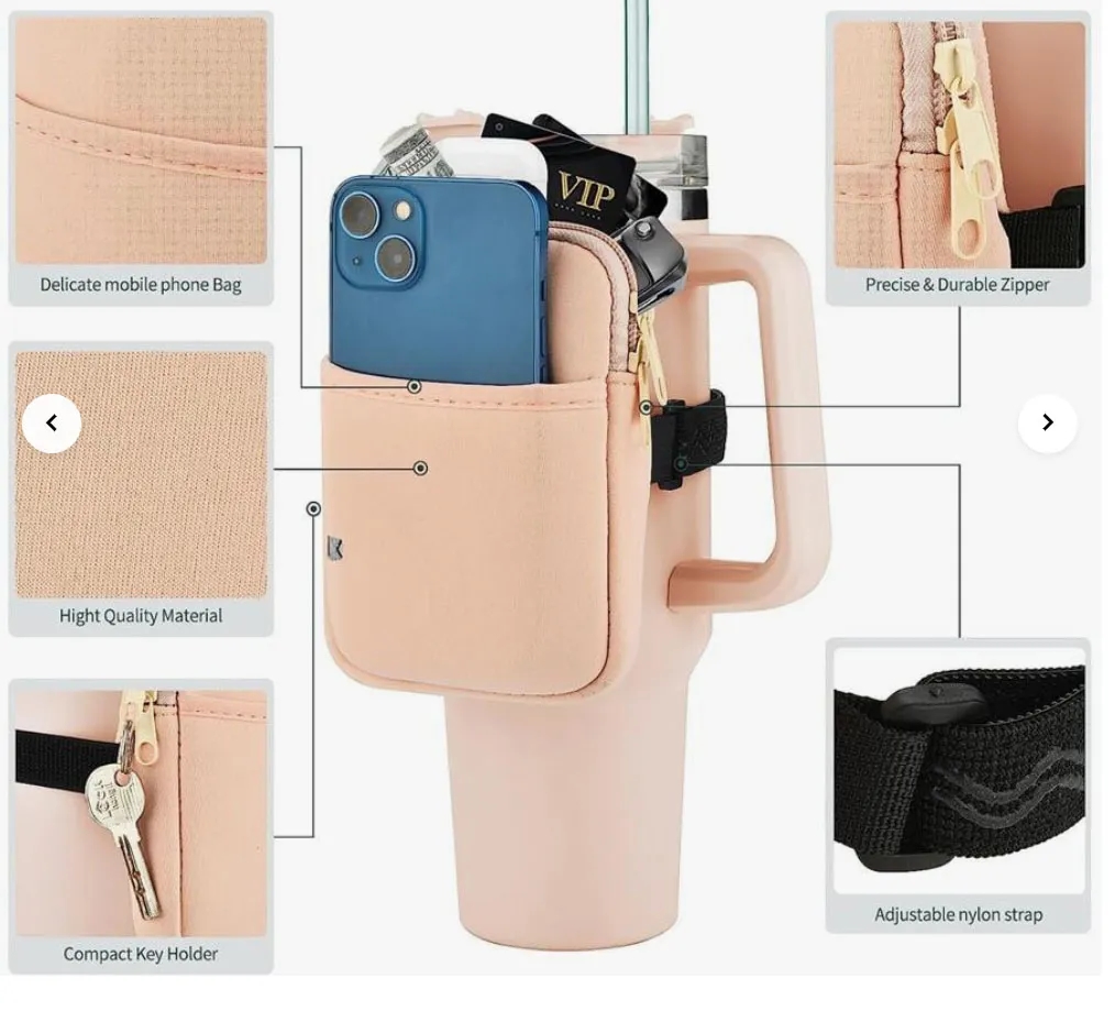 40oz GYM Tumbler Water Bottle Pouch Phone Holder Bag 3