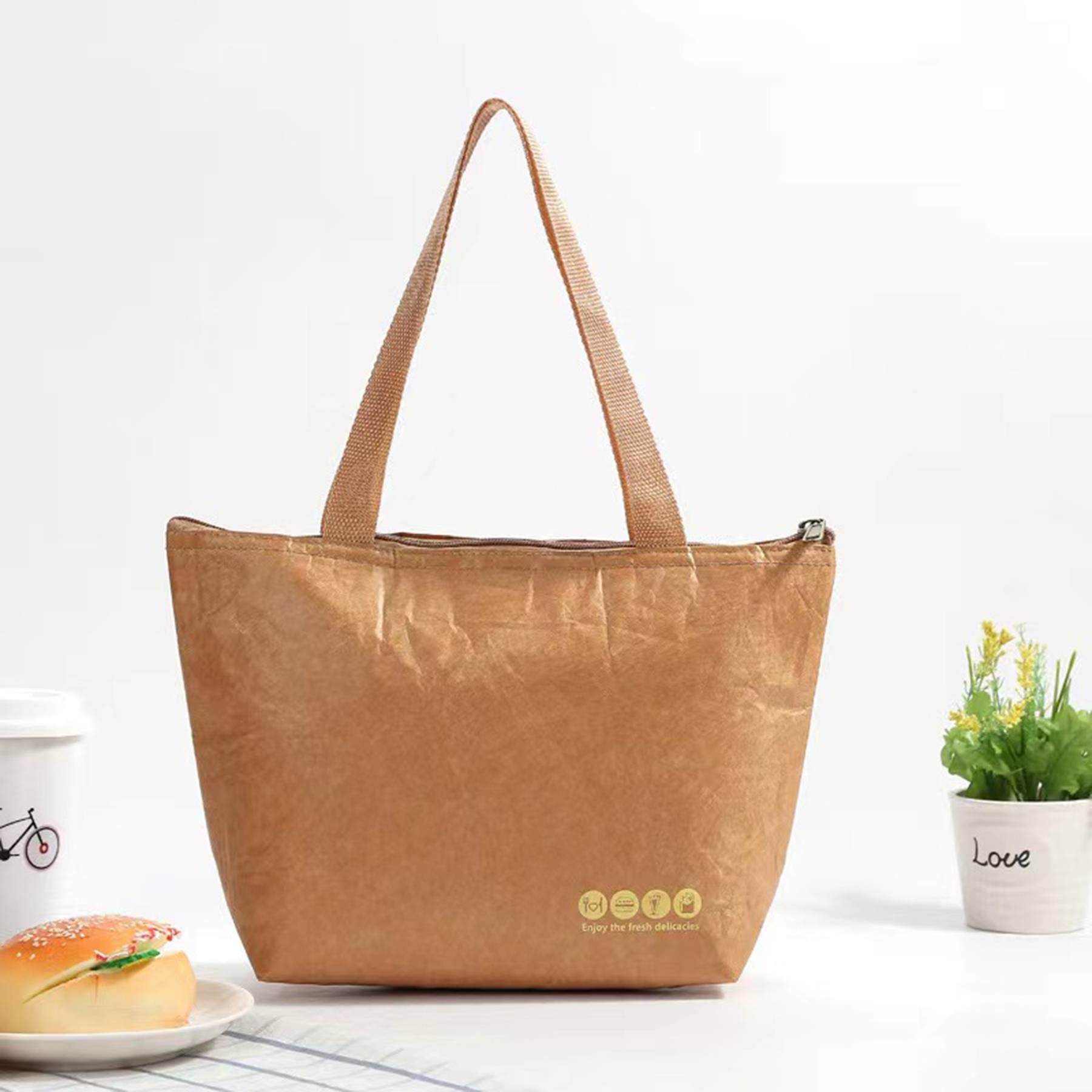 Outdoor Insulation Picnic Kraft Paper bento bag 6