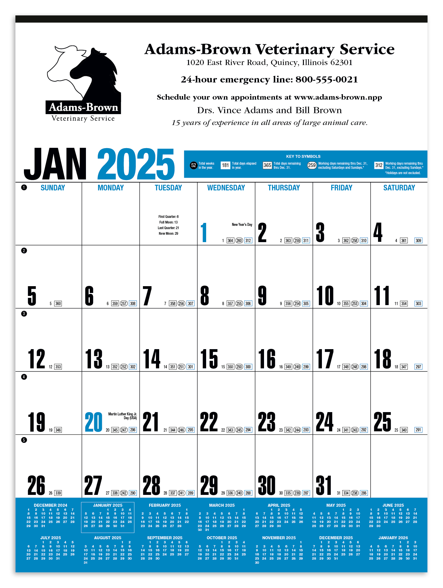 HotLine® Products Yearly Record® Blue Calendar 4