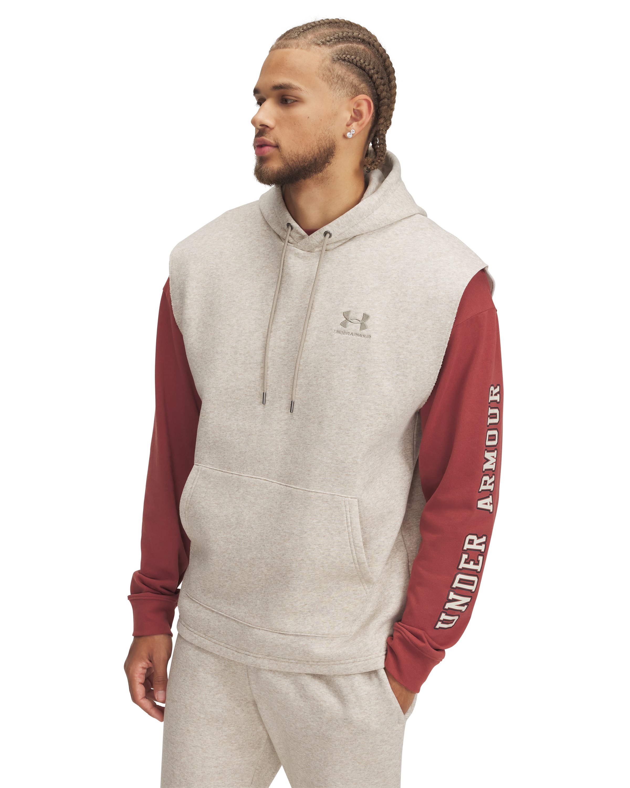 UA Icon Fleece Men's Sleeveless Hoodie, custom hoodie or sweatshirt with logo imprint 6