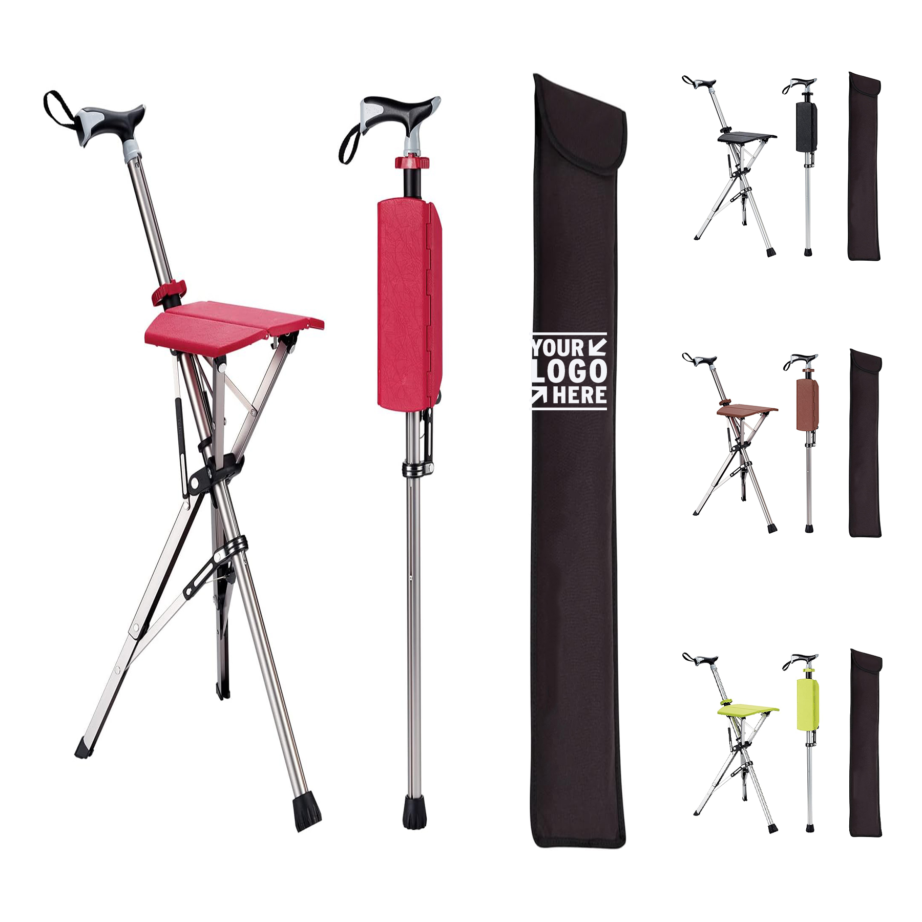 Easy Carry Storage Anti-Slip Lightweight Aluminum Foldable Ta-Da Chair Portable Trekking Hiking Pole