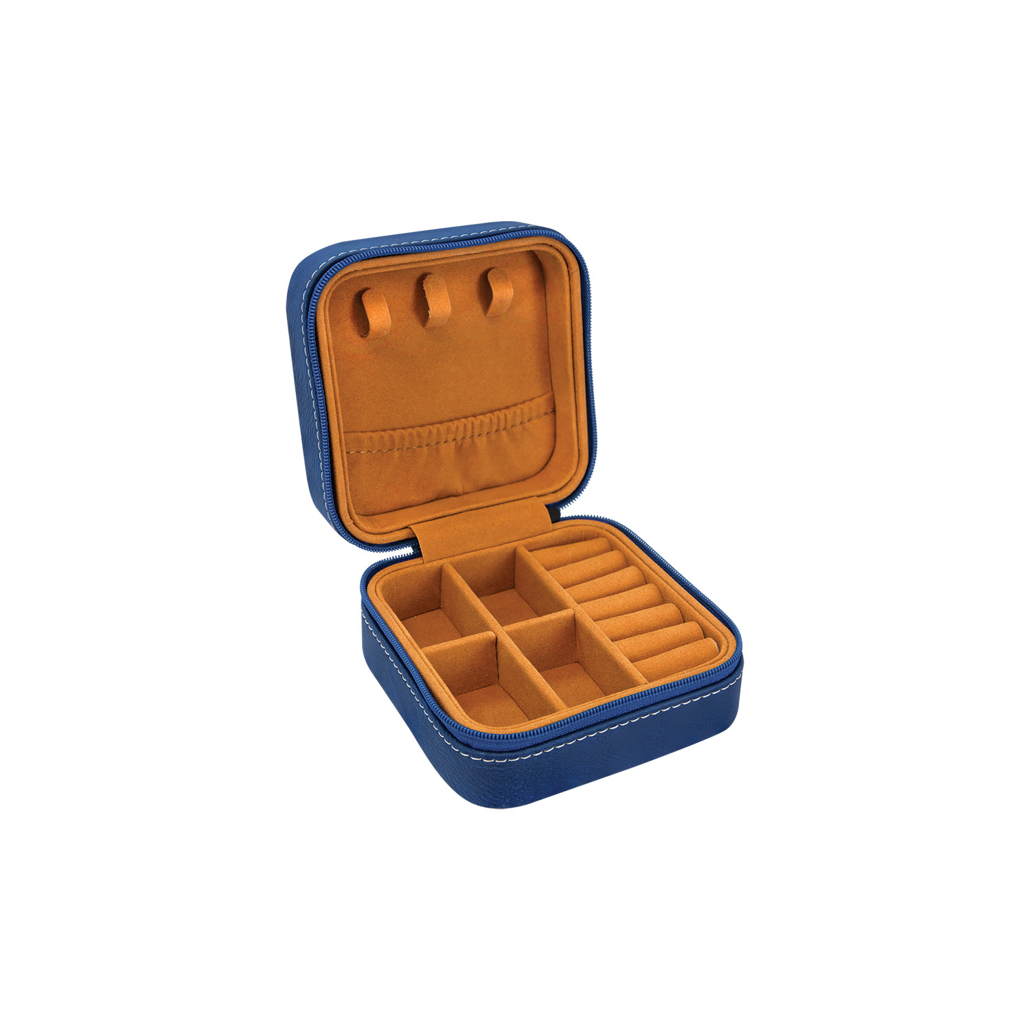 Blue/Silver Leatherette Travel Jewelry Box 2