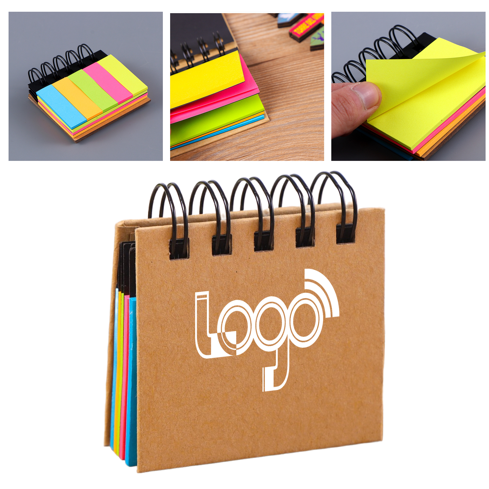 Portable 5-Color Coil Notebook with Index Stickers & Sticky Notes 1
