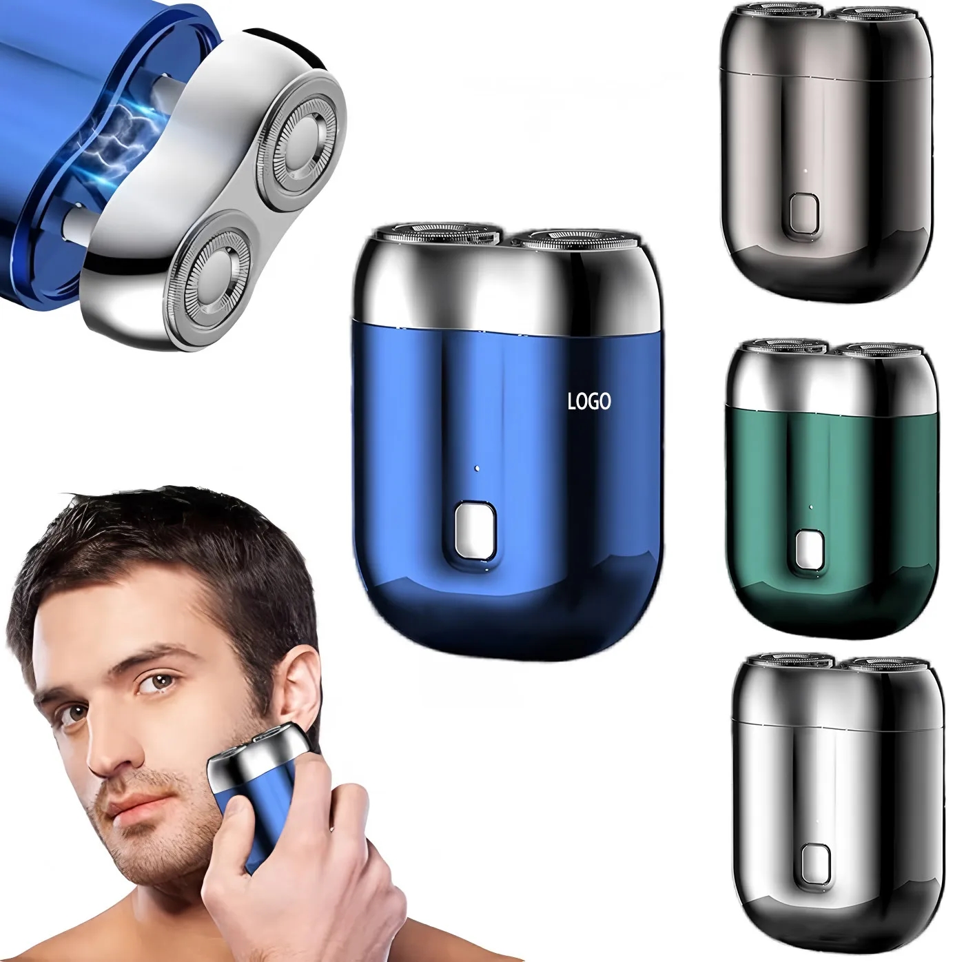 2025 Mini Dual Head Electric Shaver USB C Rechargeable Waterproof Travel Razor for Men 7