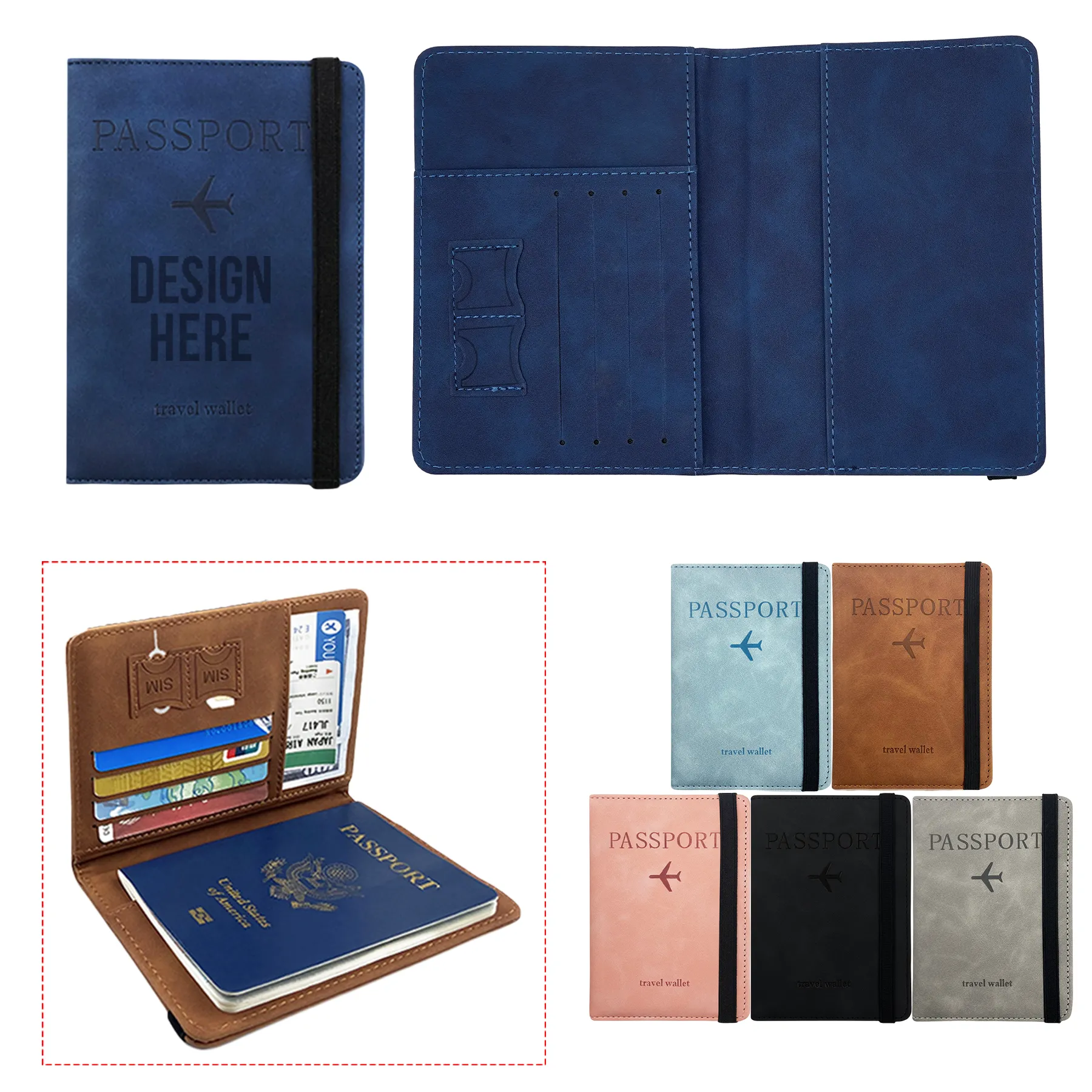 Faux Leather Travel Passport Holder RFID Blocking 2