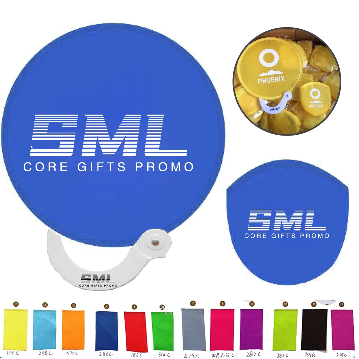 Custom 8 inches Pop Up Foldable Frisbee Handheld Round Fan 2