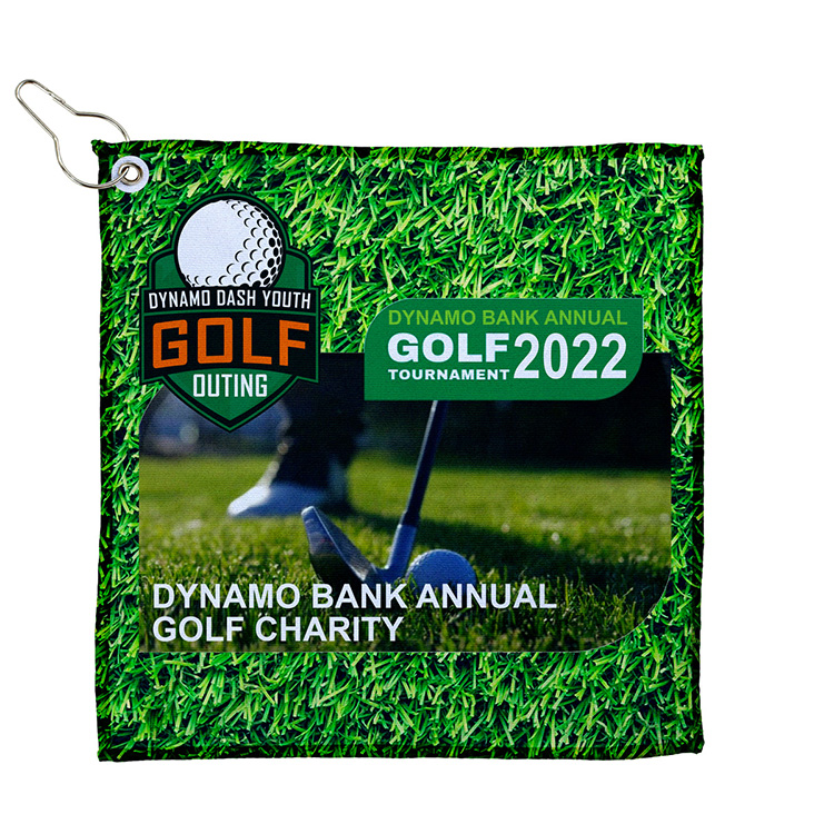 "THE WEDGE" Full Color Sublimation Recycled RPET 300 GSM Heavy Duty Golf Towel – 12" W x 12" H 6