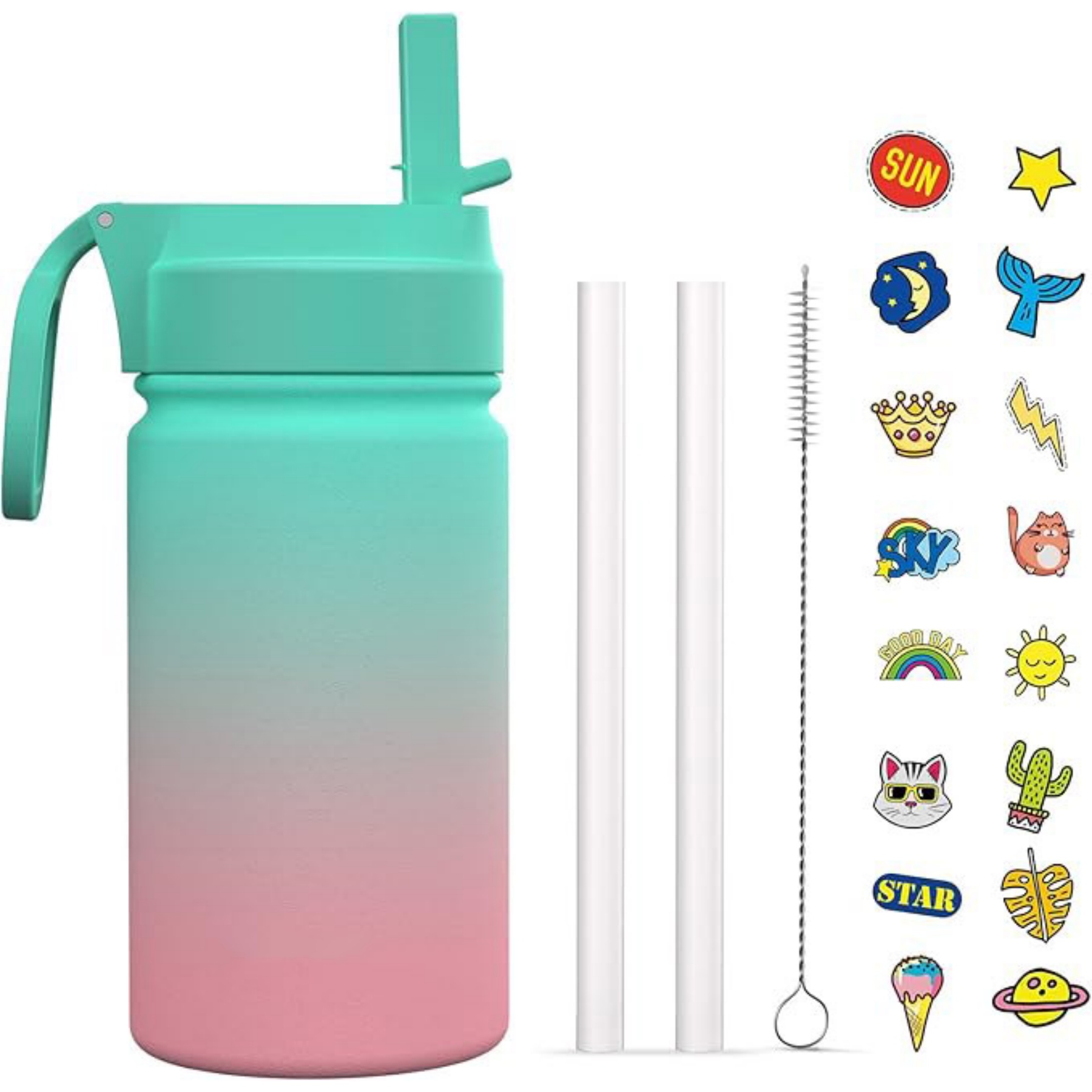 12oz Stainless Steel VacuumStraw Water Bottle 2