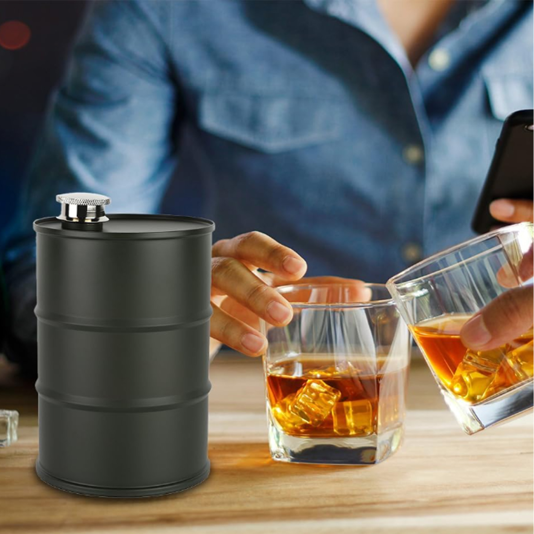 24OZ Stainless Steel Liquor Flasks, Gifts for Men, custom water bottle with logo imprint 3