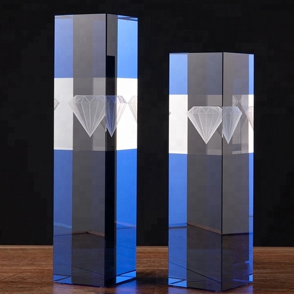 Diamond Square Pillar Crystal Trophy 7