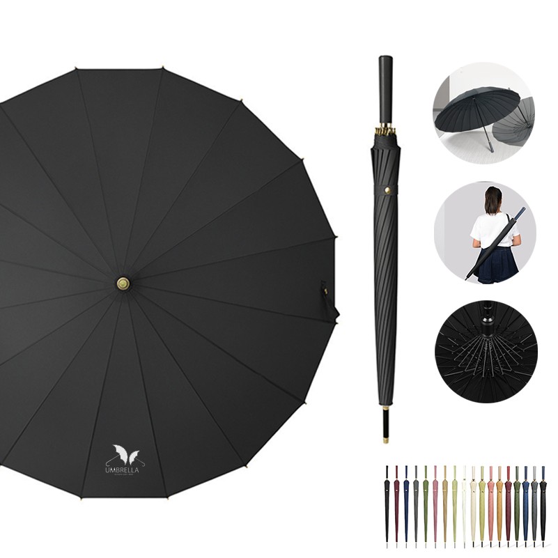 Auto Open 16-Rib Wooden Handle Windproof Umbrella 3