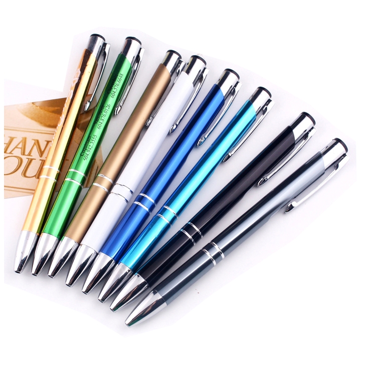 SM00081 - Aluminum Metal Barrel Ballpoint Pen With Click Action, Economic Idea For Mass Promotions