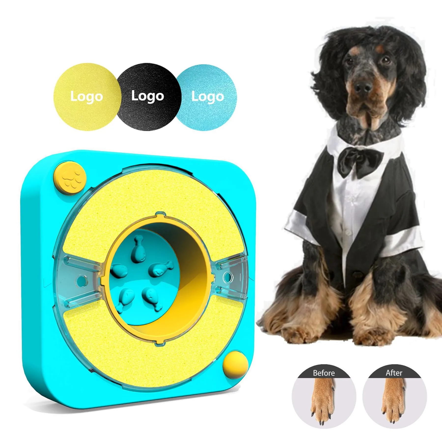 Plastic Pet 4-In-1 Nail Grinding Slow Food Bowl 4