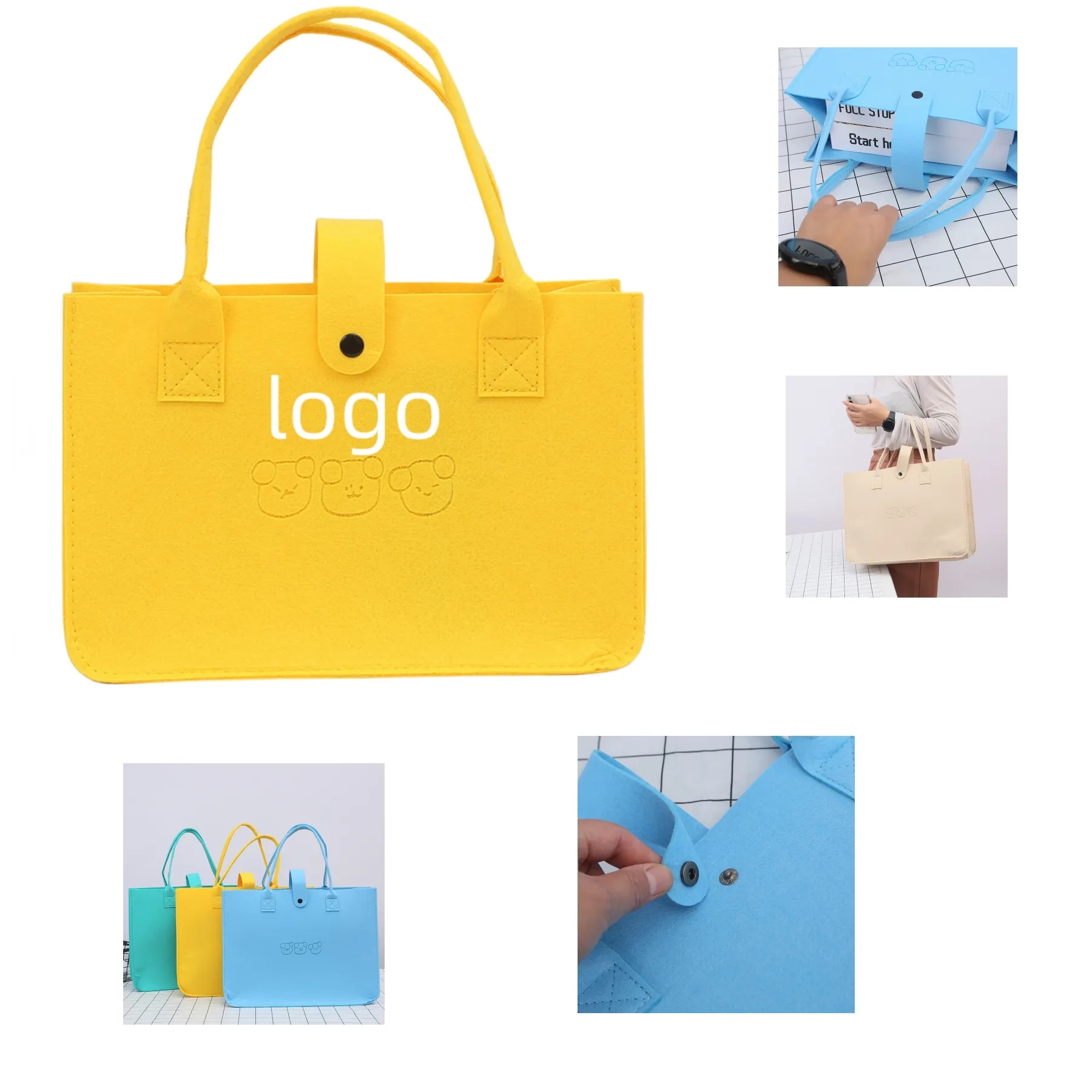 Little Bear Felt Material Large Tote Bag 2