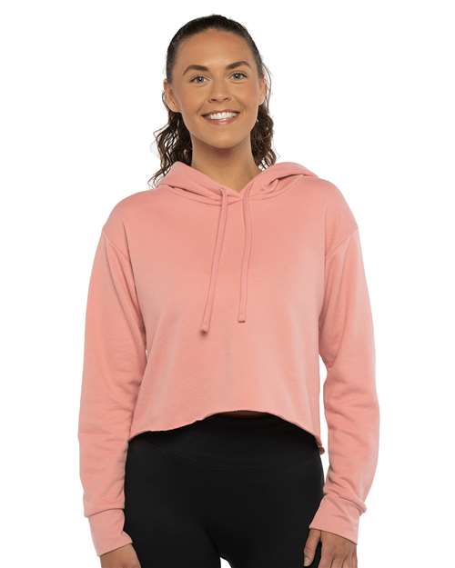 Women's Laguna Sueded Raw Edge Crop Hoodie Sweatshirt - 9384 23