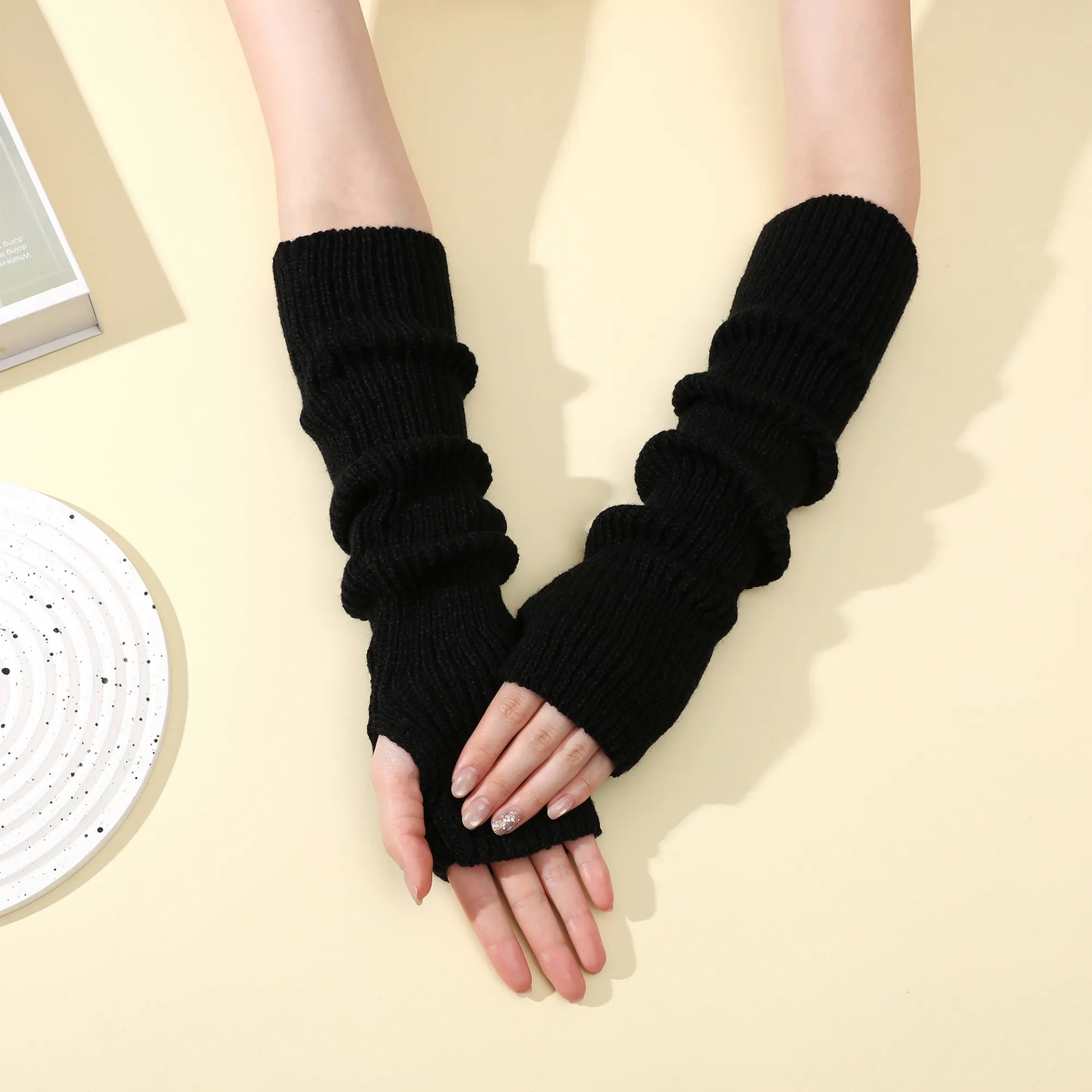 Long Fingerless Knit Winter Arm Warmers 8