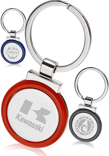 Round Color Accent Metal Keychain 2