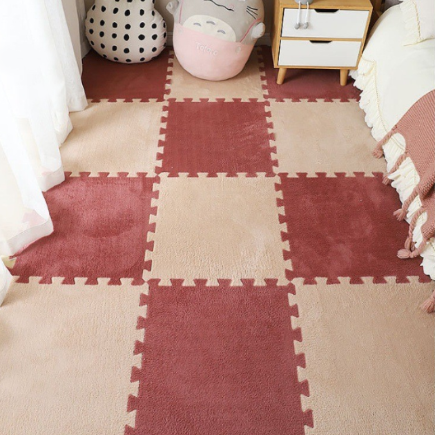 Suede Stitching Floor Mat 2