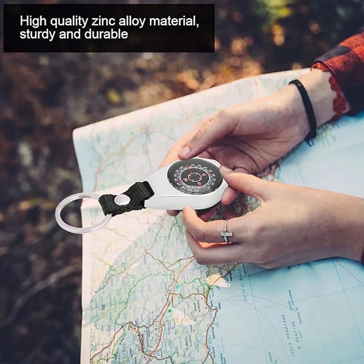 Outdoor Portable Compass Alloy Handheld Pendant Key Chain 4
