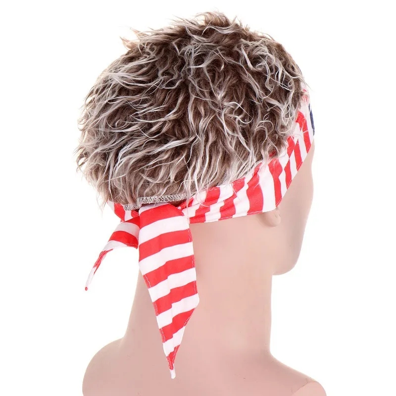 Polyester Sports Wigs & Headband Hat For Men 6