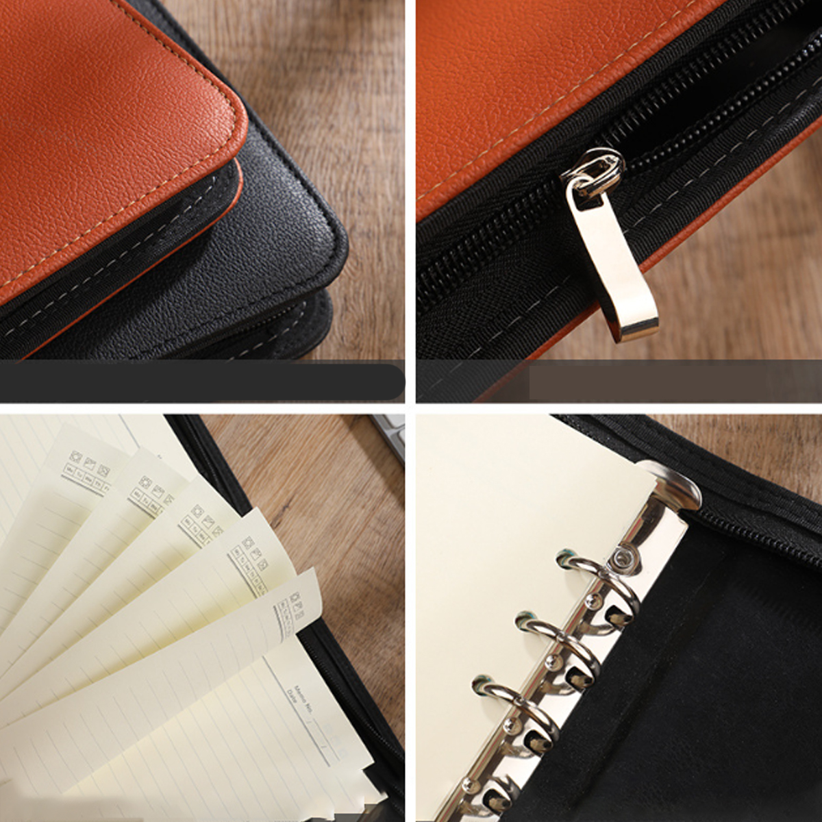 A5 Zippered PU Leather Business Notebook Organizer 4