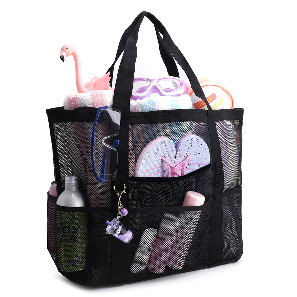 Large Beach Tote with Zipper Pocket, custom tote bag with logo imprint 15