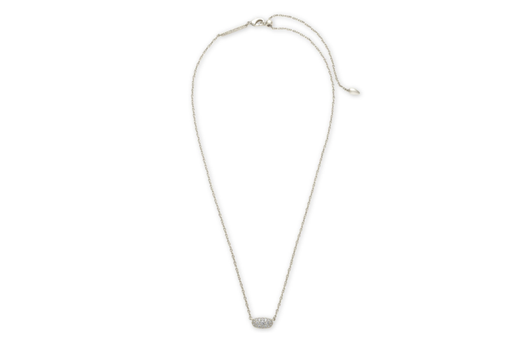Kendra Scott Grayson Silver Pendant Necklace in White Crystal 1