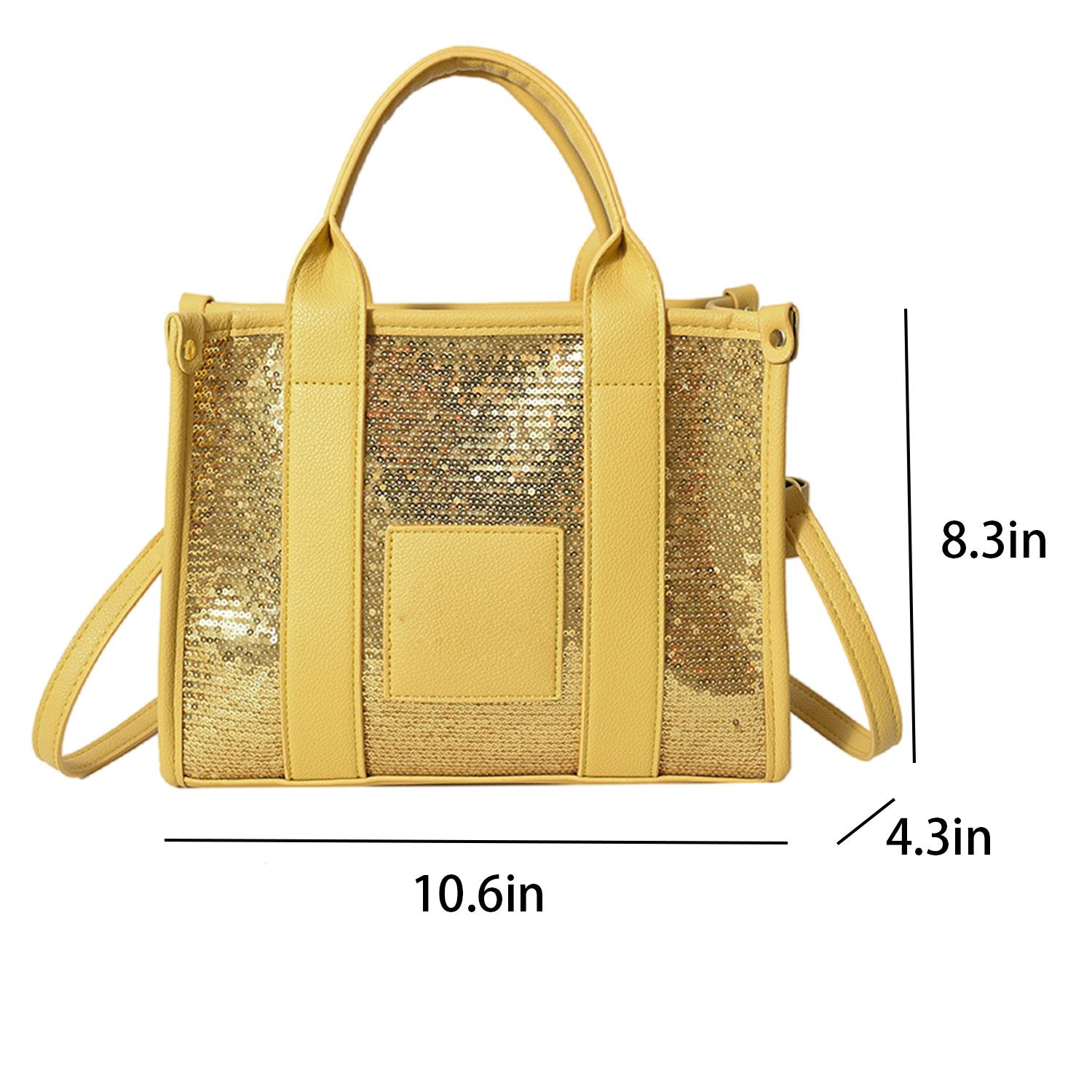 PU Leather Crossbody Bag Sequins Clash Color Tote 2