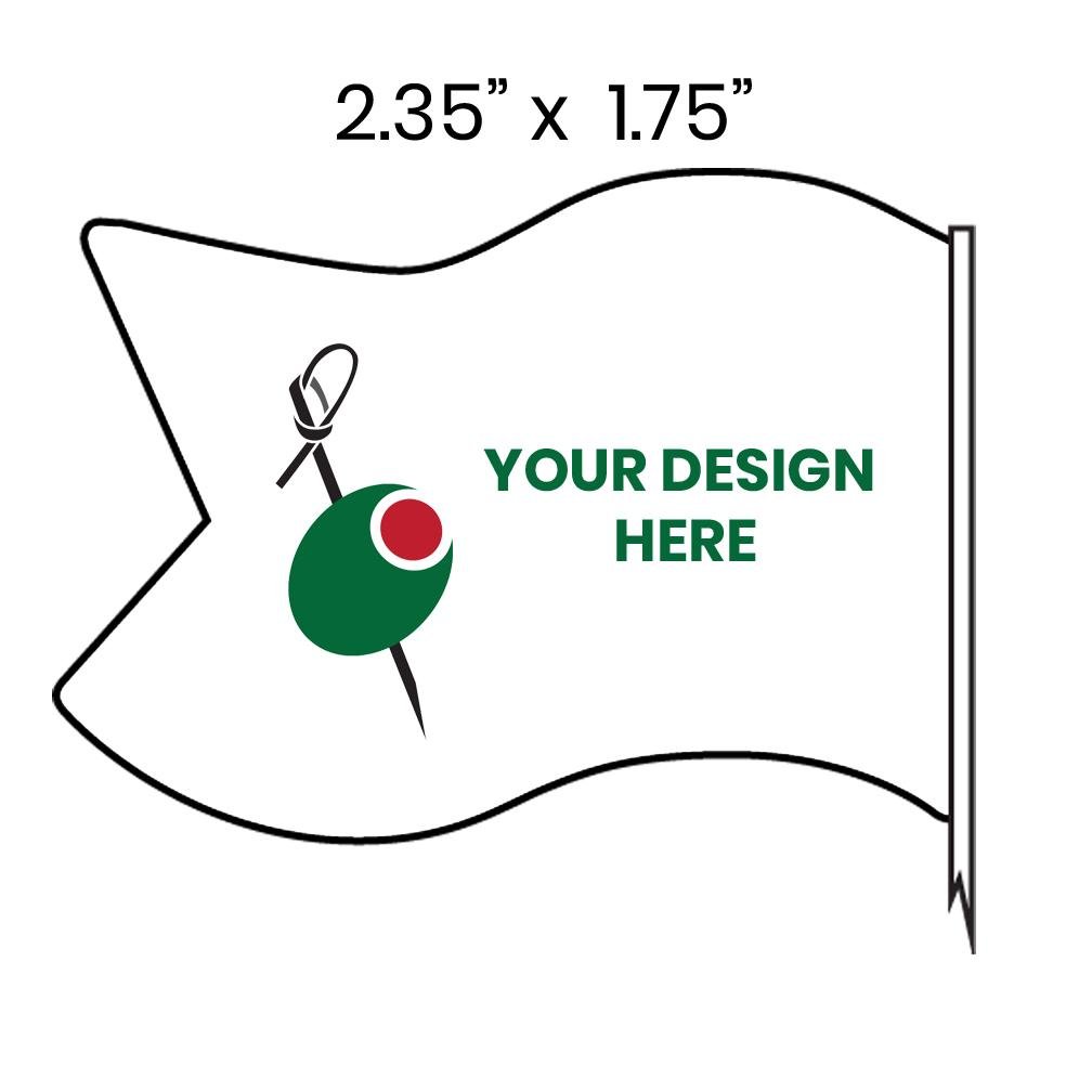 4.75" Bulk Custom Toothpick Flags - Large Wavy Notched - 2.35" x 1.75" 5