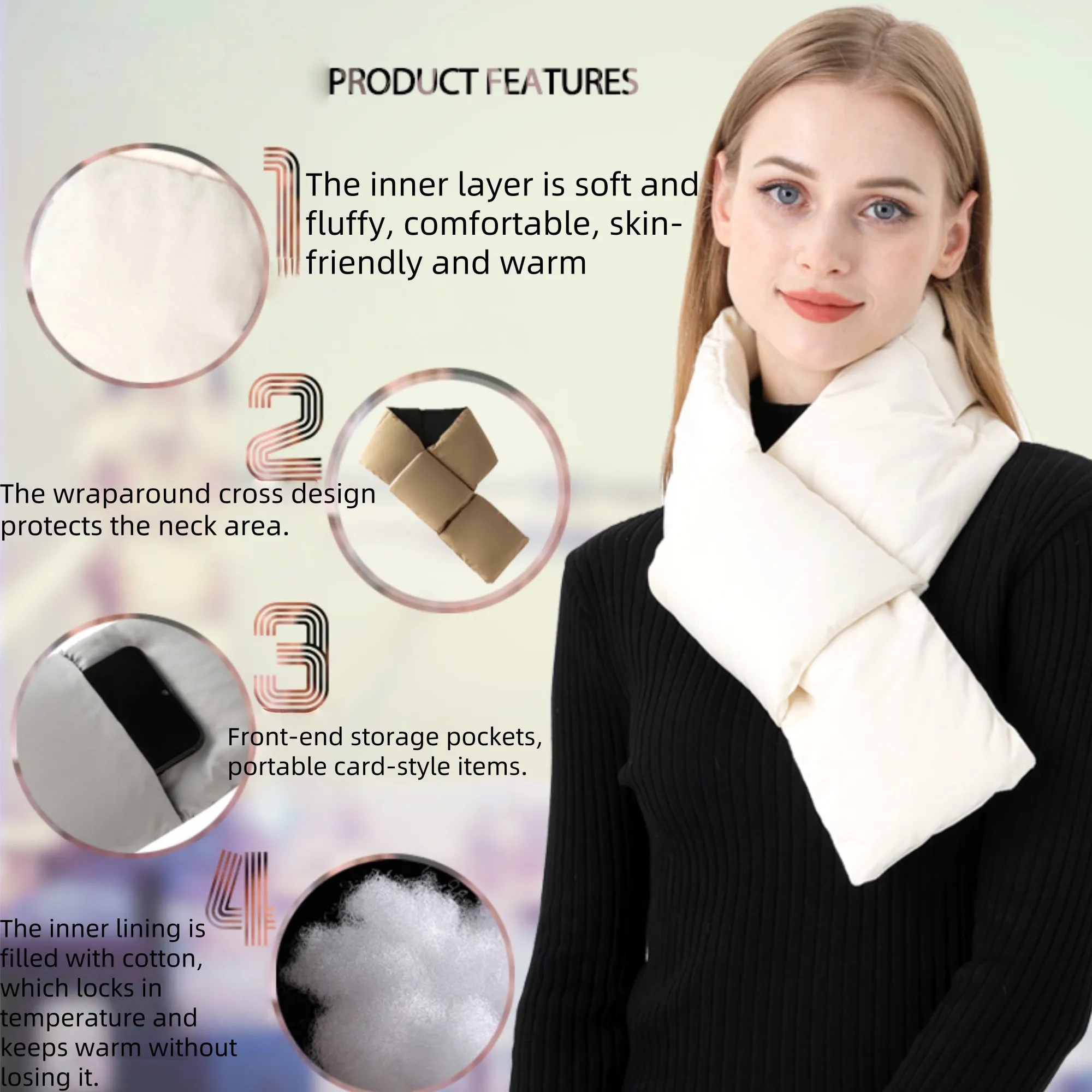Lightweight Down Scarf Winter Warm Neck Wrap Neckwarmer 3