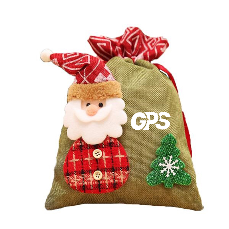 11 3/4 " Christmas Drawstring Candy Bags Apple 2