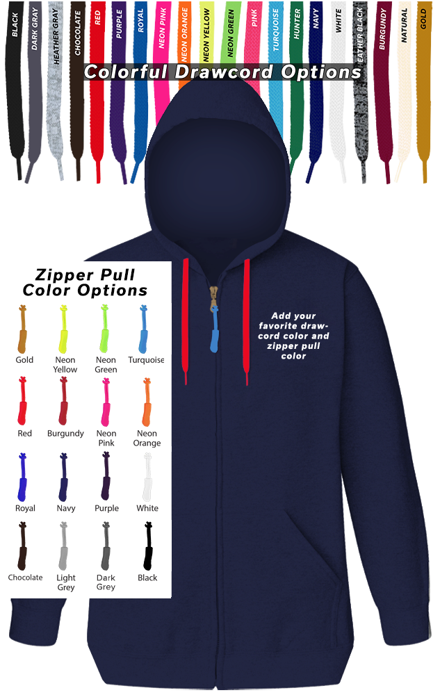 Custom Drawcord & Zipper Pull Hoodie, custom hoodie or sweatshirt with logo imprint 15