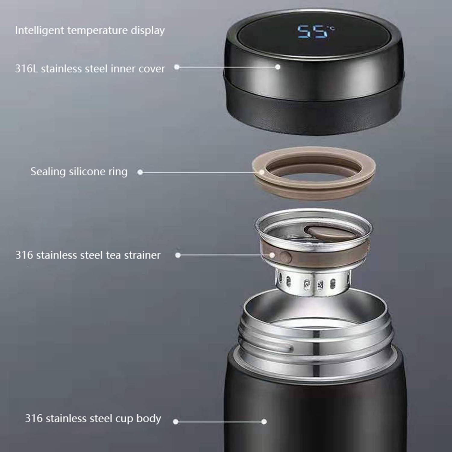 17.6oz Stainless Steel Temperature Display Insulation Cup 4