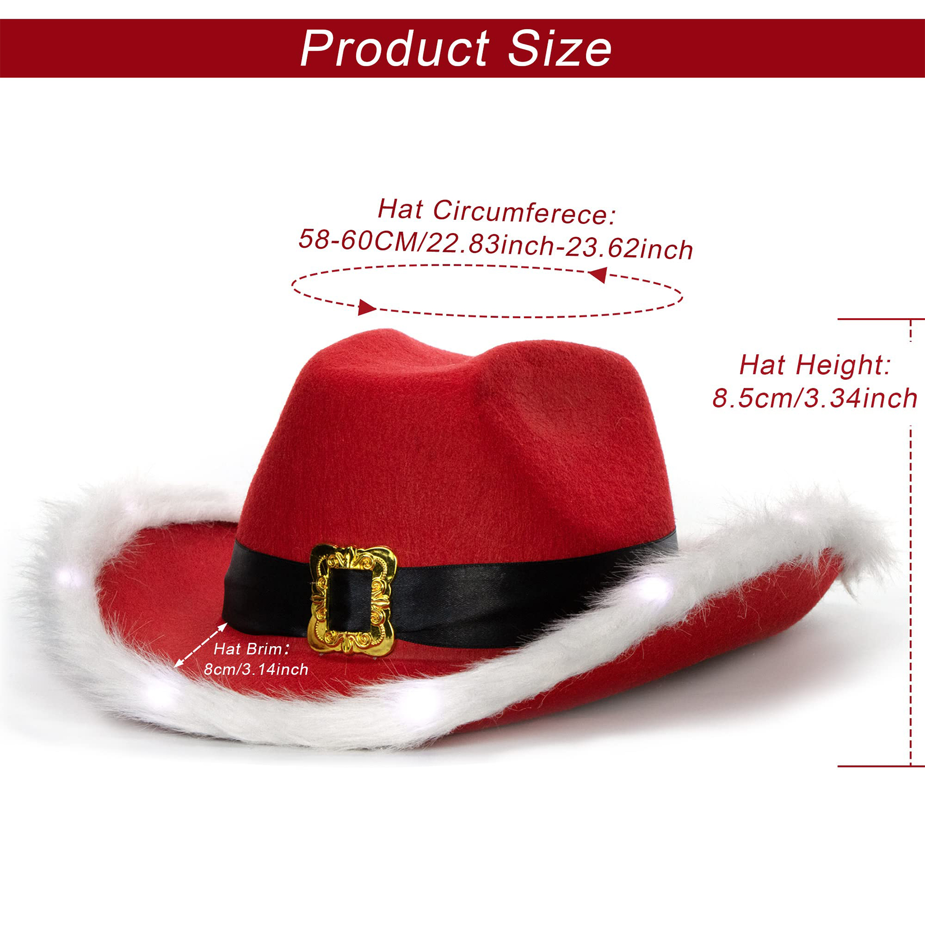 Christmas Western Feather Cap with LED Flashing 3