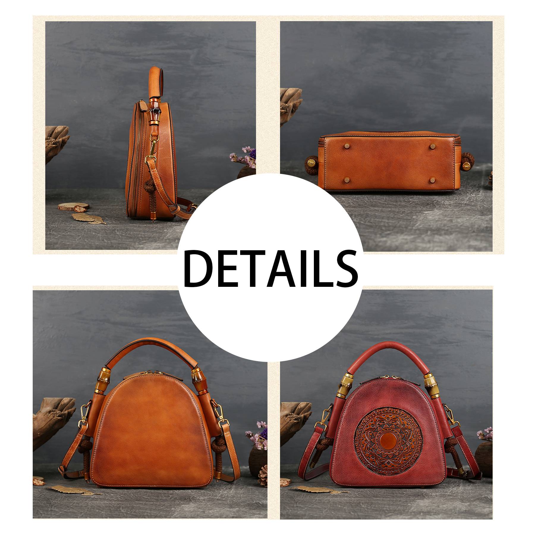 Genuine Leather Vintage women's shoulder tote bag, custom tote bag with logo imprint 8