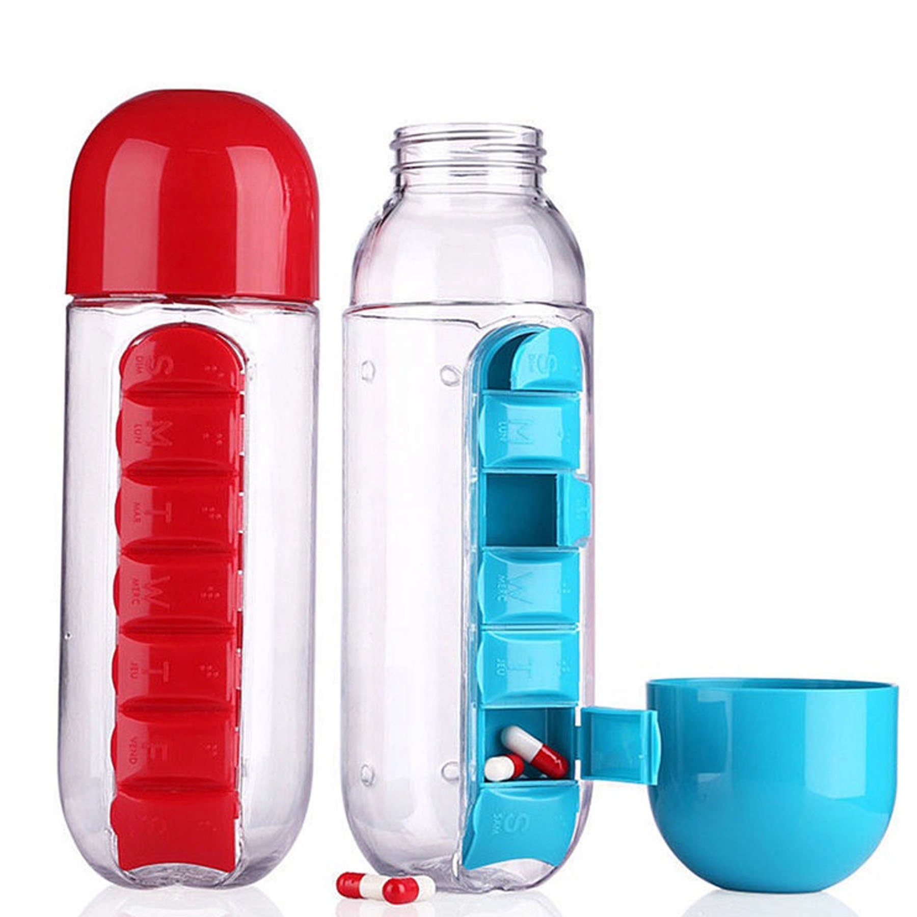 3 In 1 Water Bottle & Portable 7-Day Pillbox 2