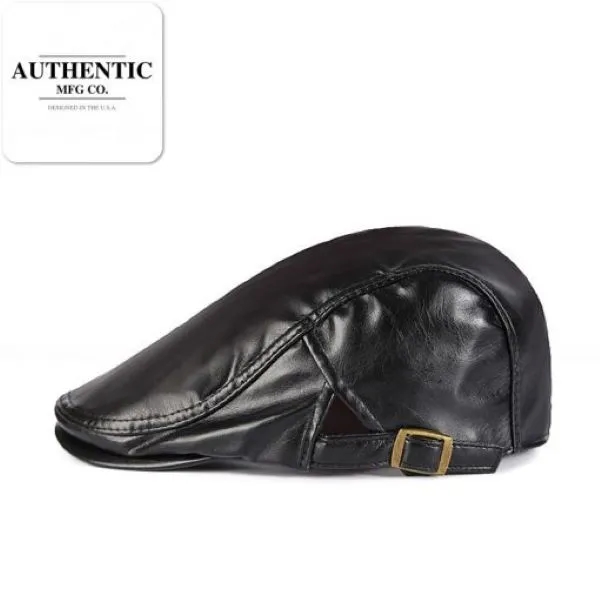 Autumn Winter PU Leather Beret Hat 2