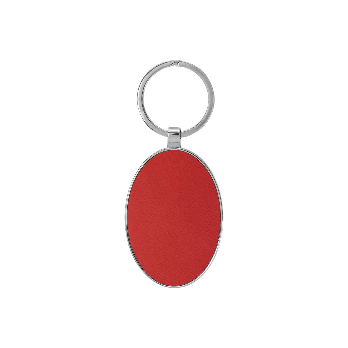Red Leatherette/Metal Oval Keychain 2
