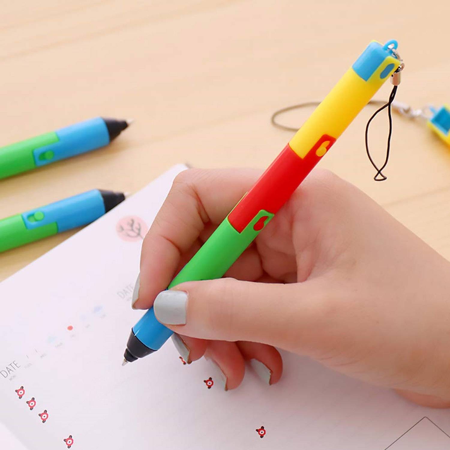 Foldable Plastic Puzzle Ballpoint Pen w/ Hanging Chain 2