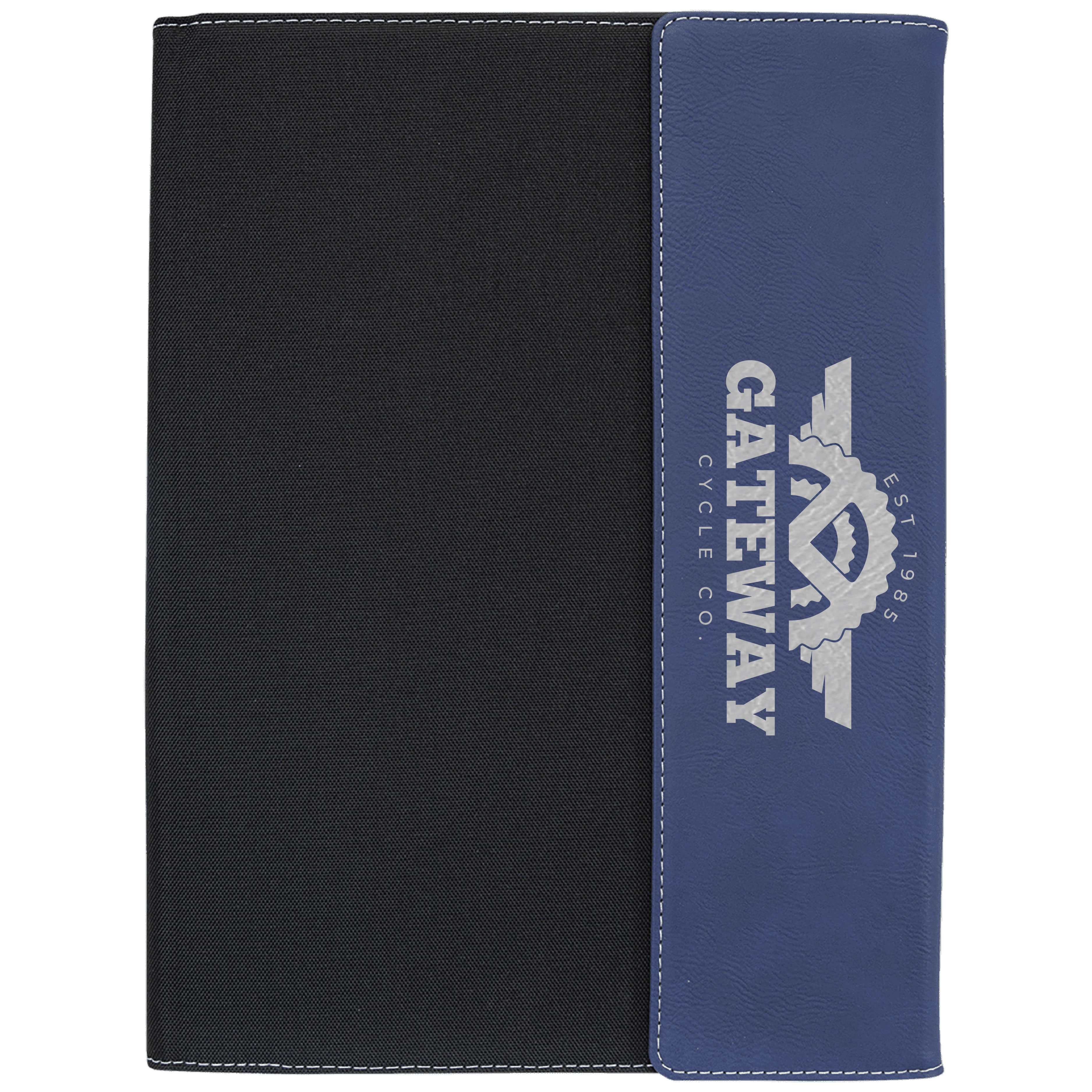 9" x 12" Blue/Silver Leatherette & Black Canvas Portfolio