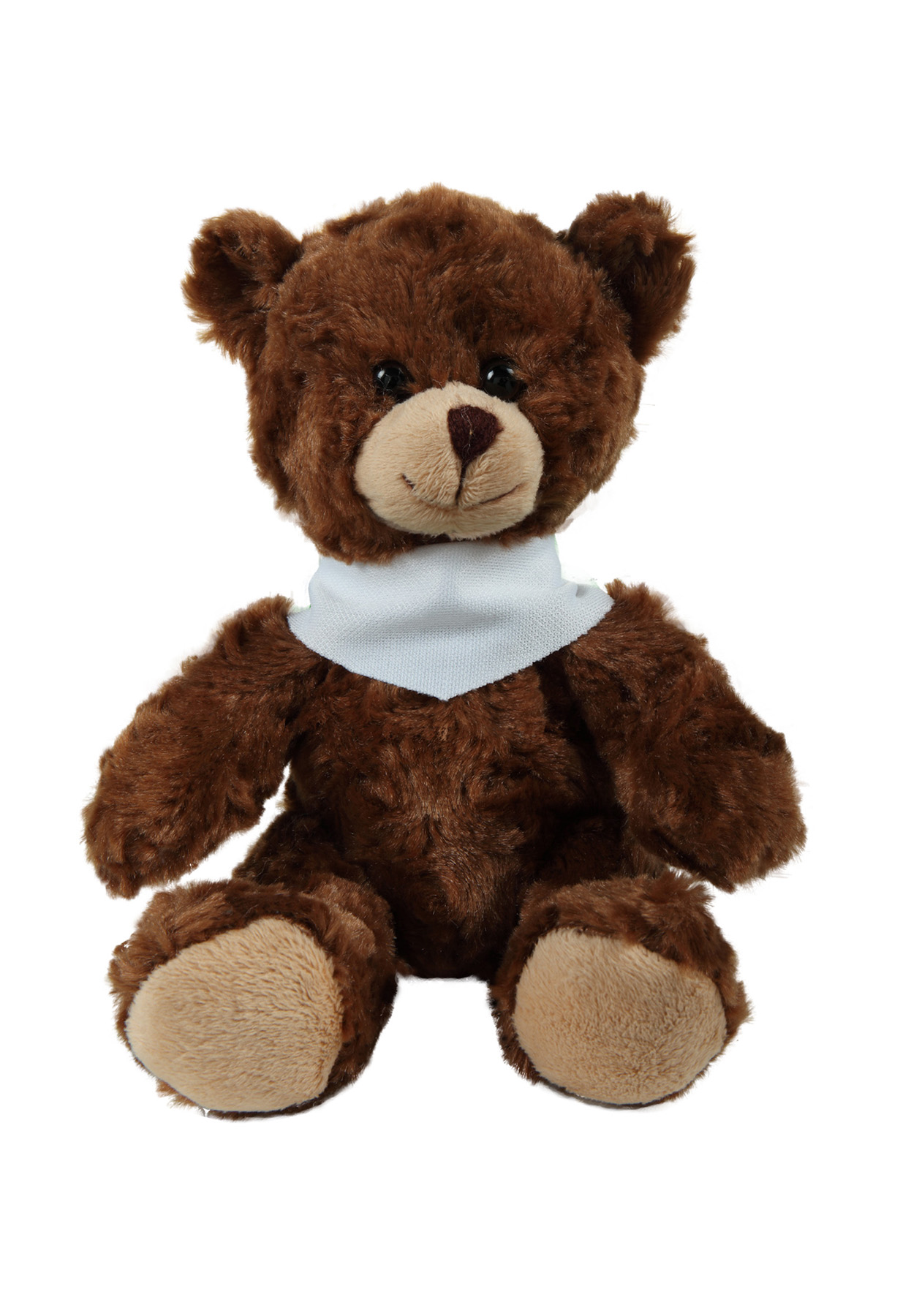 soft plush  Chocolate Curly Sitting Bear with bandana 4