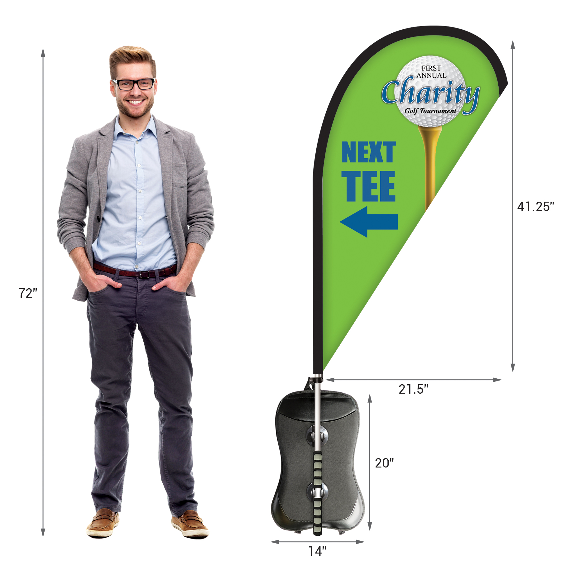 Basic Double Sided Teardrop Style Backpack Flag Kit 13