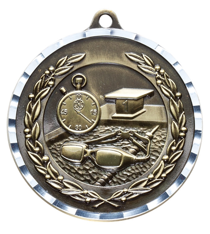 2" Swimming Diamond Cut Medal 2