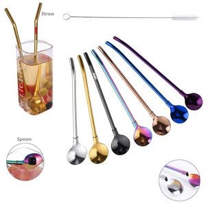 Reusable Stainless Steel Straws With Spoon Attachment 11