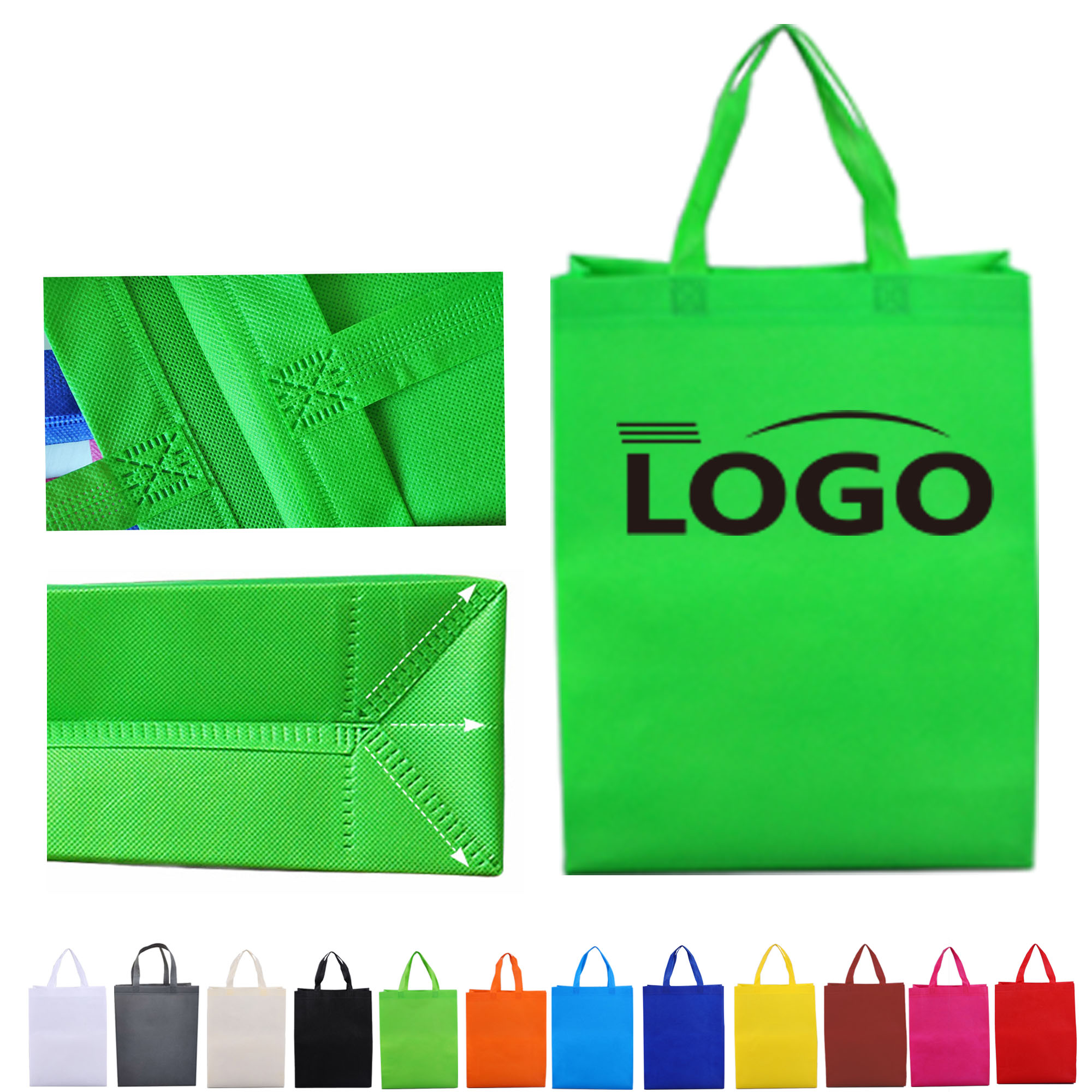 Multicolor Heavy Duty Non-Woven Tote Bags Customizable Logo 2